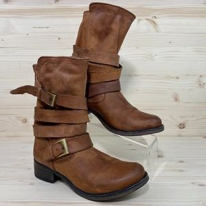 Steve Madden Brewzzer Leather Moto Slouch Boots